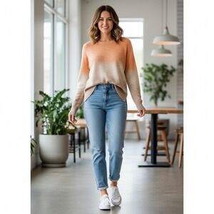 Faherty Muir Dip Dye Organic Sweater Womens L Ombre Preppy Minimalist Fall Vibes